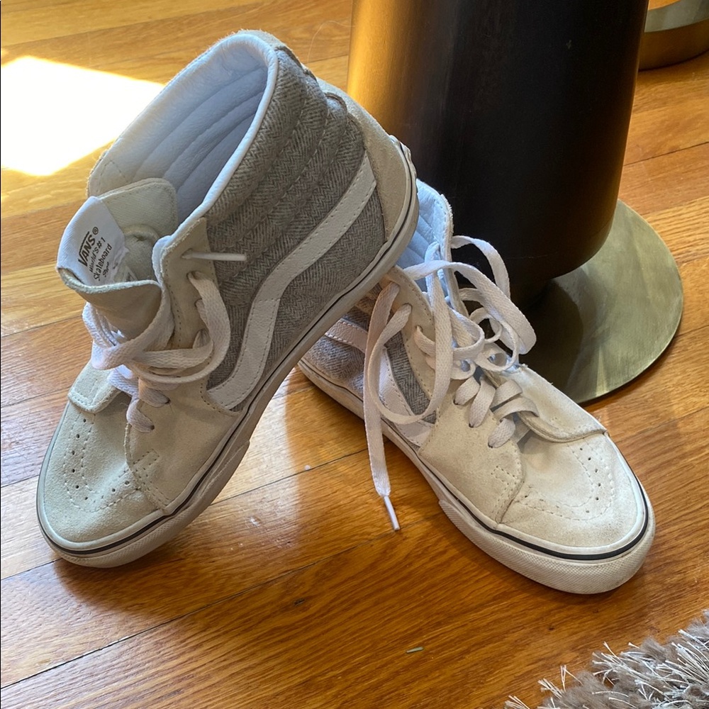 Vans Gray and White High-Top Sneakers
